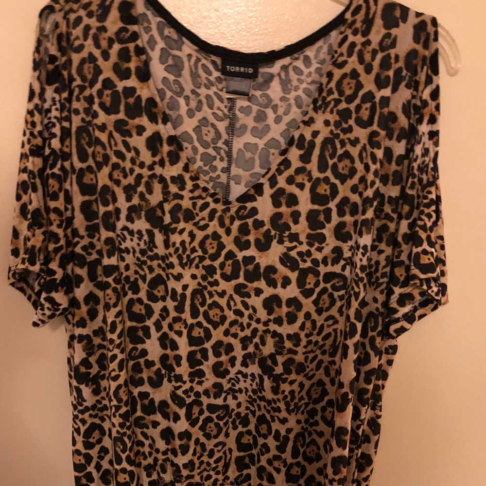 Torrid Cold-Shoulder Leopard Print Blouse